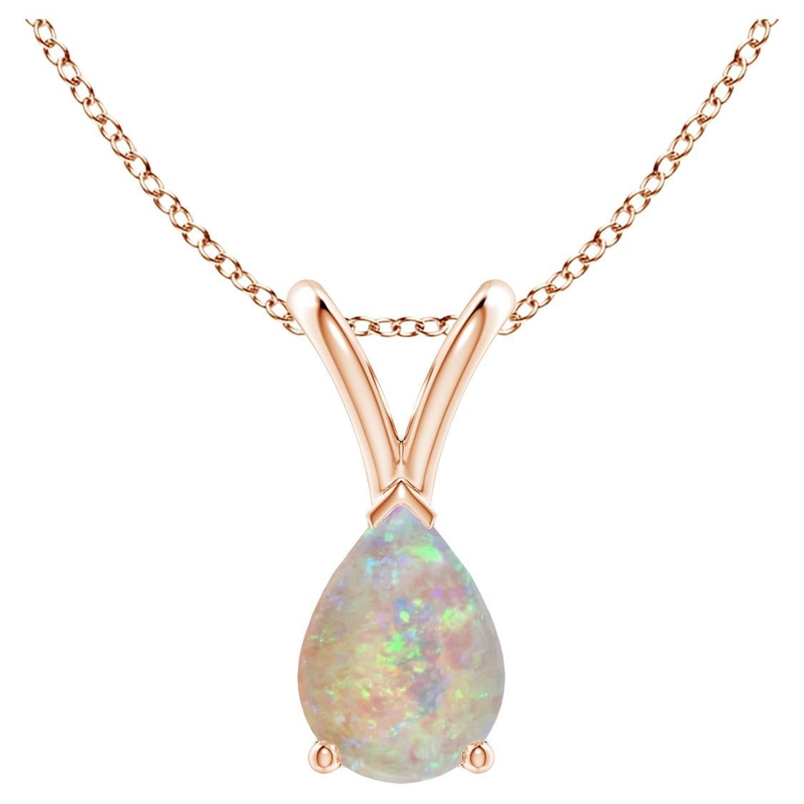 ANGARA Natural V-Bale Pear-Shaped 0.42ct Opal Solitaire Pendant in 14K Rose Gold For Sale