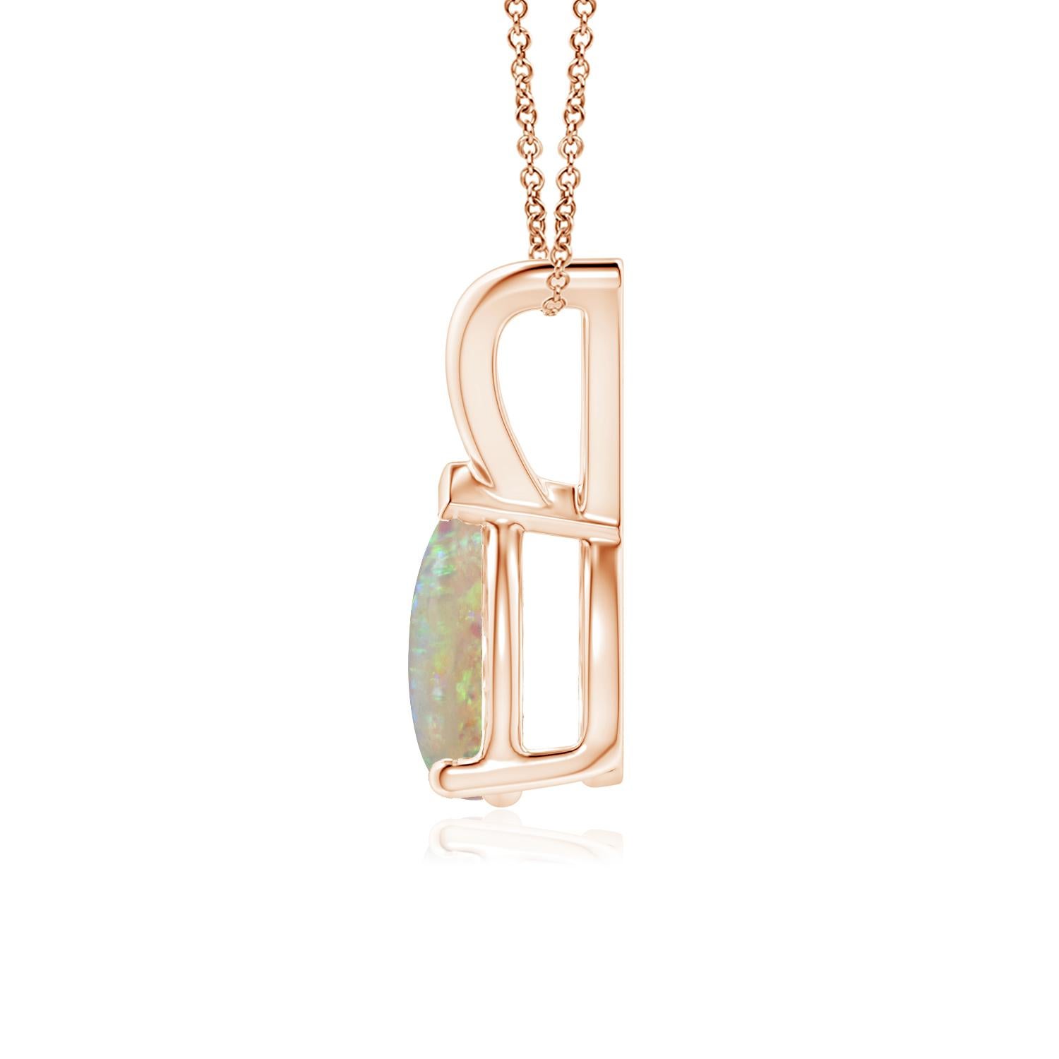 Cabochon ANGARA Natural V-Bale Pear-Shaped 0.70ct Opal Solitaire Pendant in 14K Rose Gold For Sale