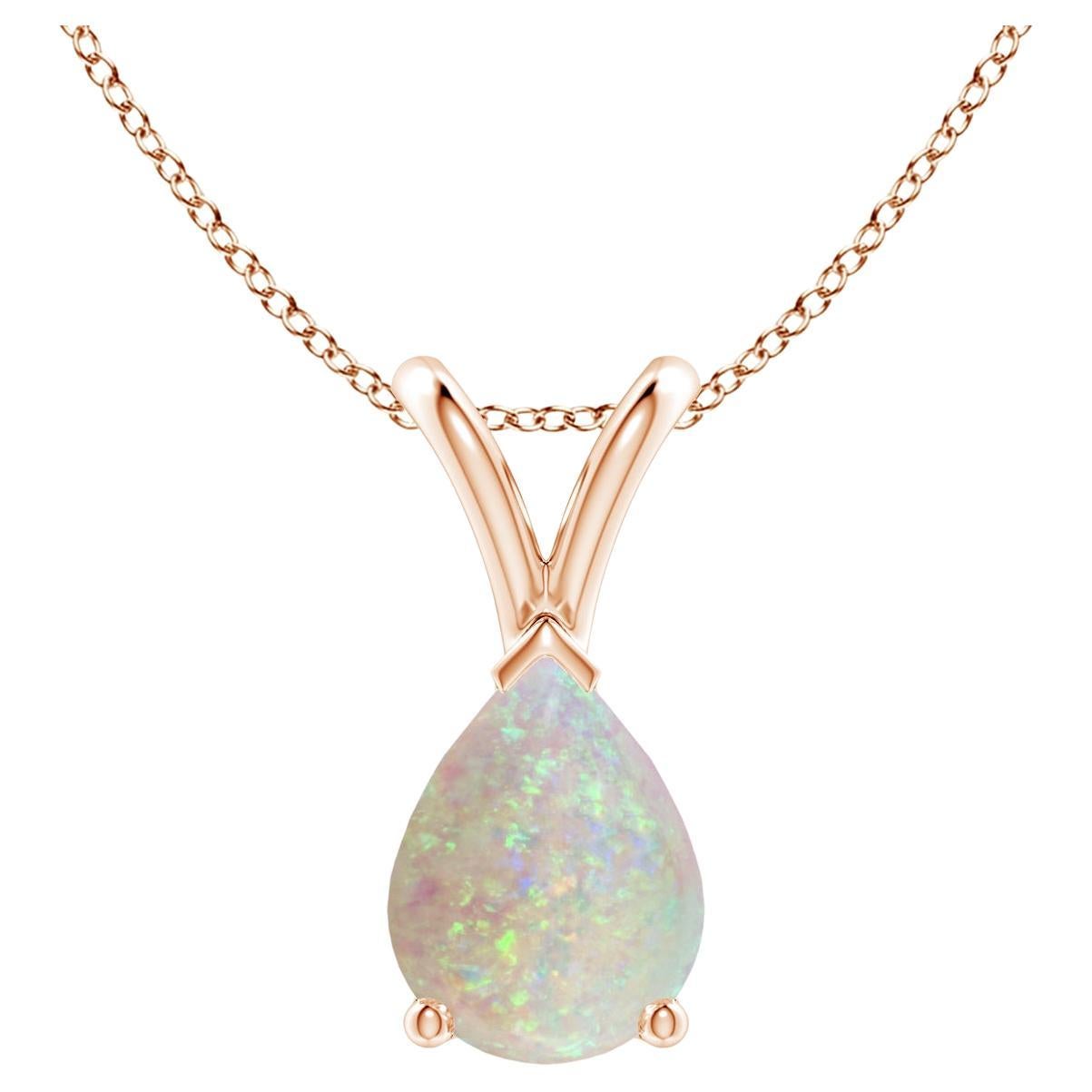 ANGARA Natural V-Bale Pear-Shaped 0.70ct Opal Solitaire Pendant in 14K Rose Gold For Sale