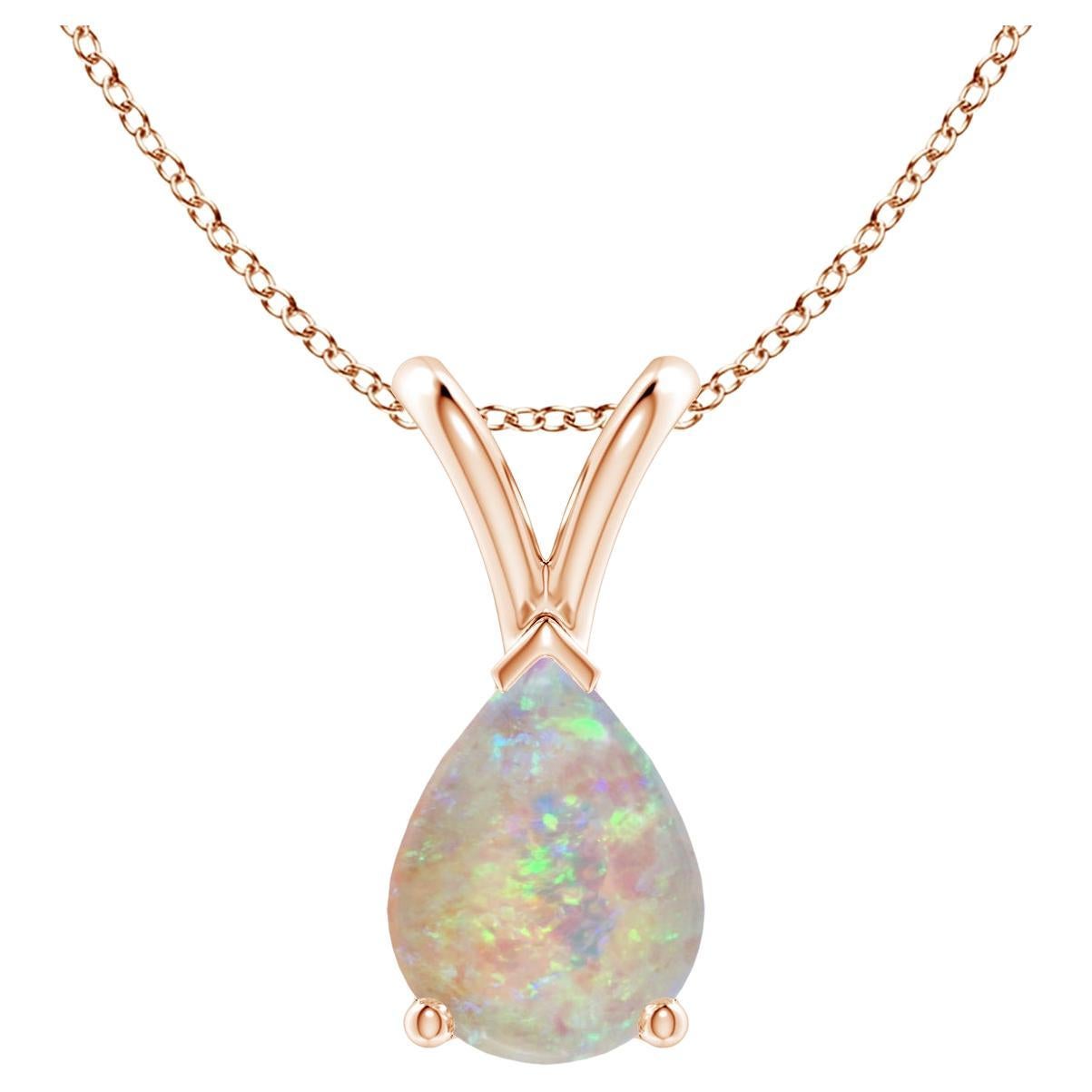 ANGARA Natural V-Bale Pear-Shaped 0.70ct Opal Solitaire Pendant in 14K Rose Gold For Sale