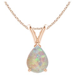 ANGARA Colgante solitario de ópalo natural en forma de pera en V de 0,70 ct en oro rosa de 14 quilates