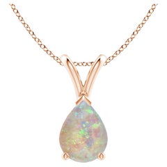 ANGARA Solitär-Anhänger aus 14 Karat Roségold mit natürlichem V-Bale-Opal in Birnenform und 0,70 Karat Opal Solitär