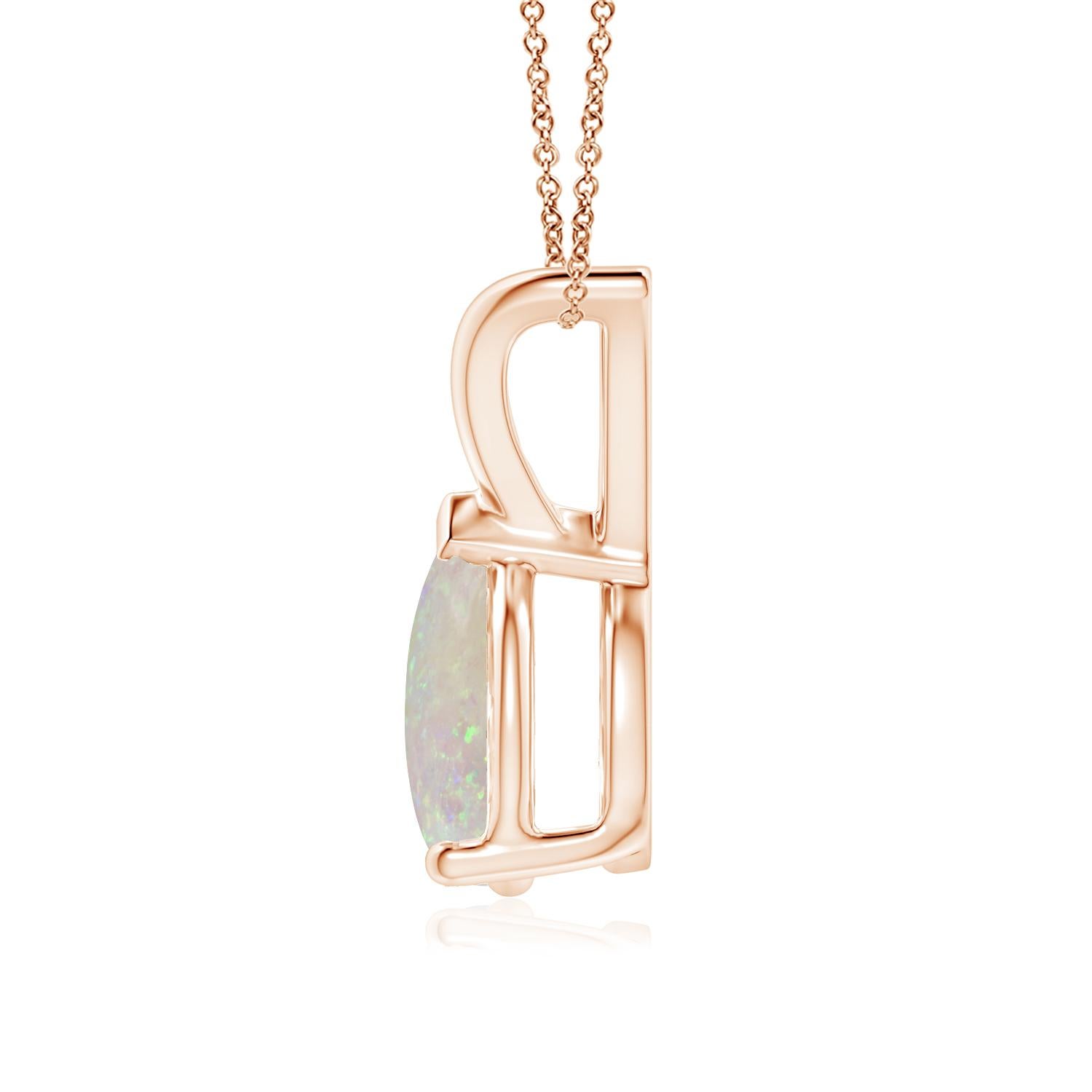 Cabochon ANGARA Natural V-Bale Pear-Shaped 0.90ct Opal Solitaire Pendant in 14K Rose Gold For Sale