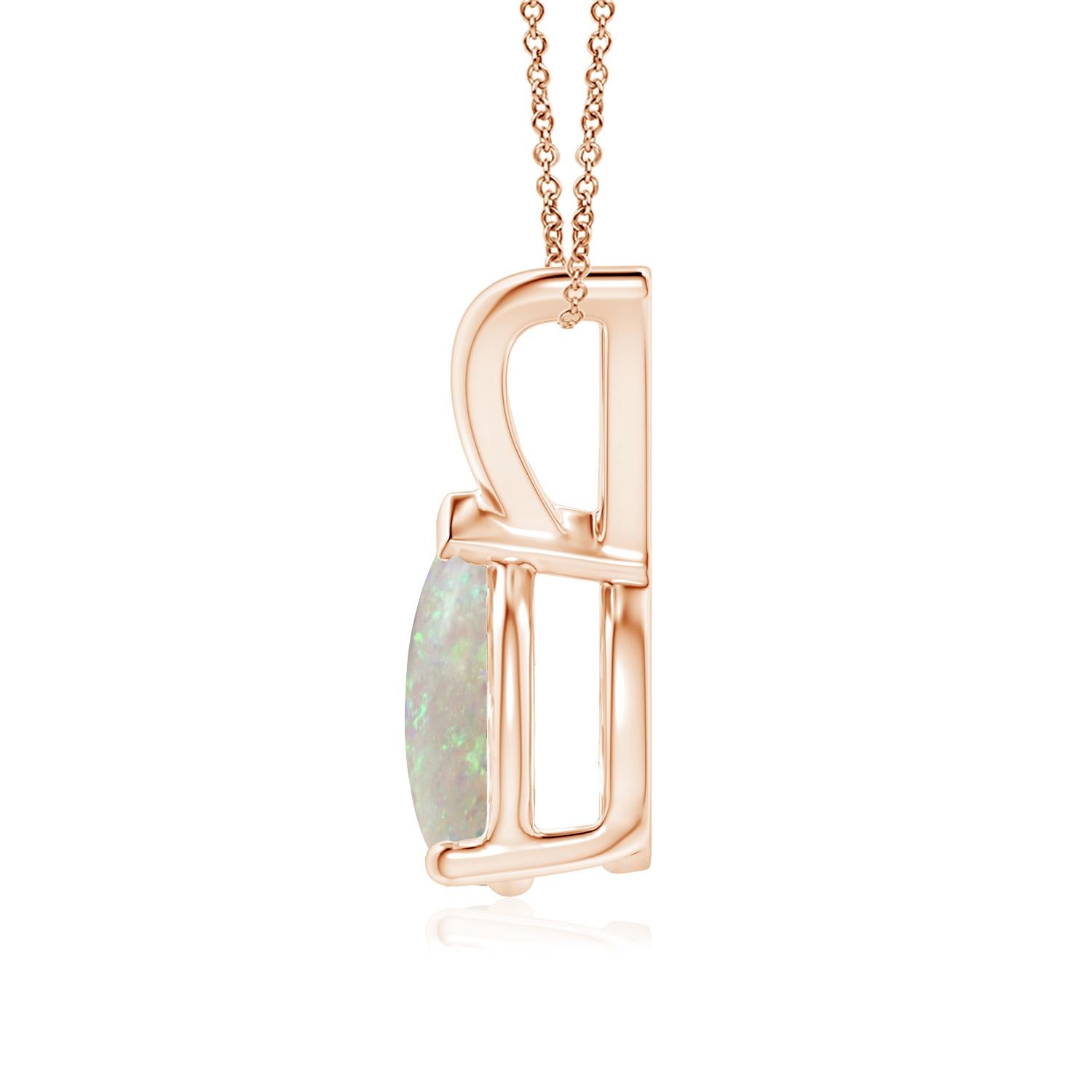 Cabochon ANGARA Natural V-Bale Pear-Shaped 0.90ct Opal Solitaire Pendant in 14K Rose Gold For Sale