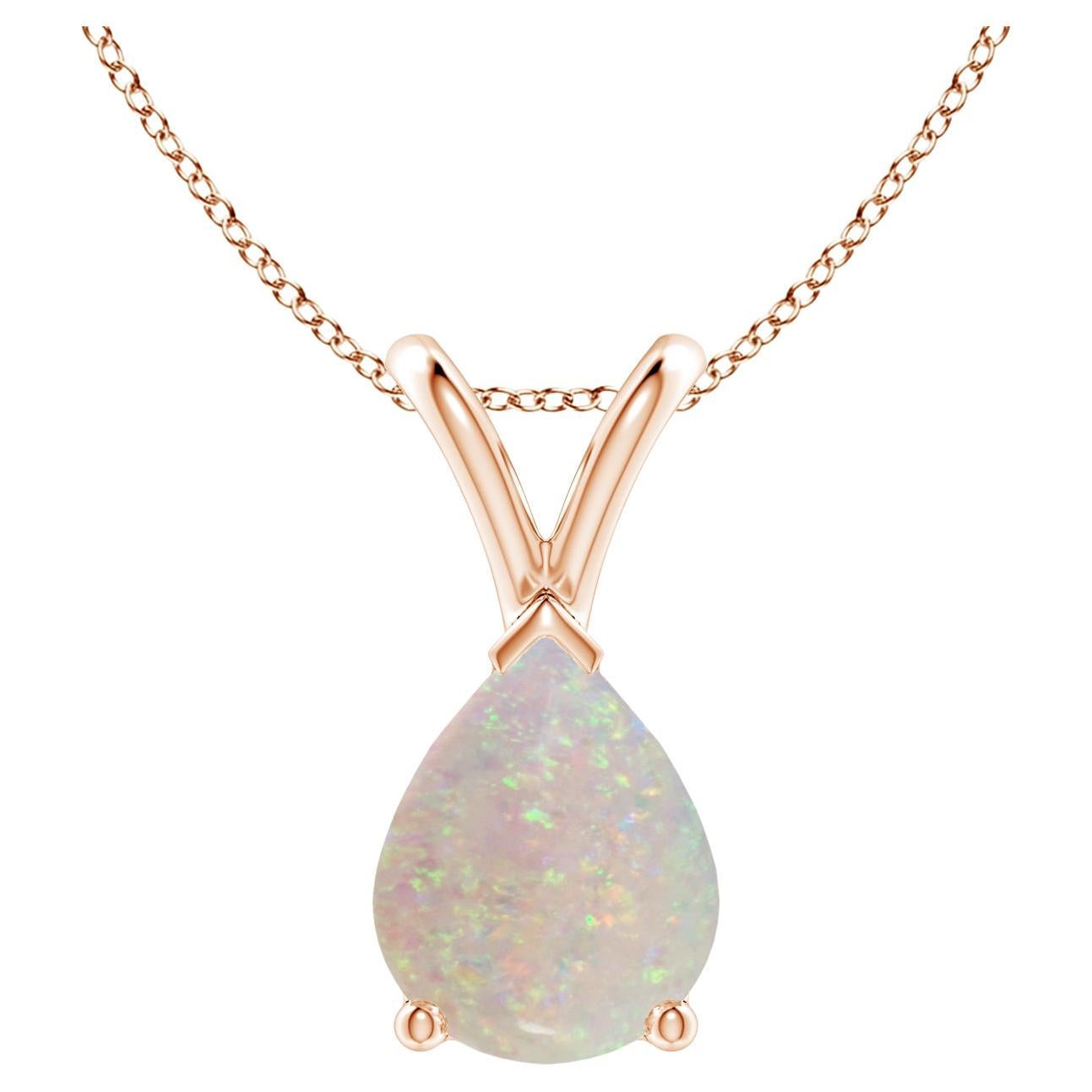 ANGARA Natural V-Bale Pear-Shaped 0.90ct Opal Solitaire Pendant in 14K Rose Gold For Sale