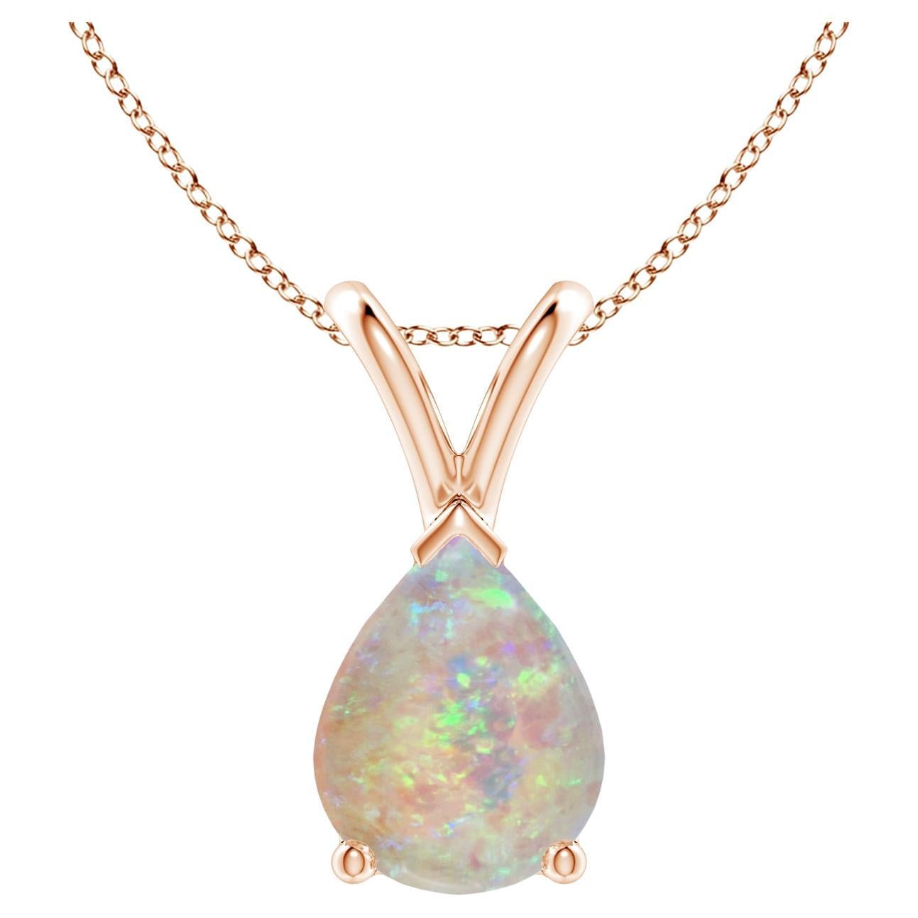 ANGARA Natural V-Bale Pear-Shaped 0.90ct Opal Solitaire Pendant in 14K Rose Gold