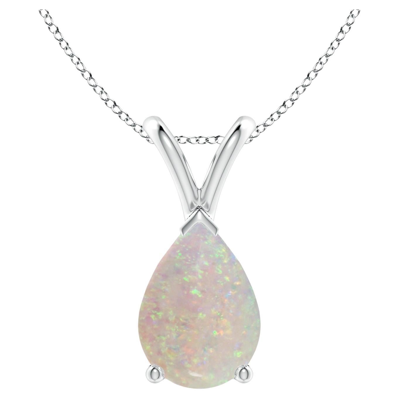 ANGARA Natural V-Bale Pear-Shape 1.15ct Opal Solitaire Pendant in 14K White Gold For Sale