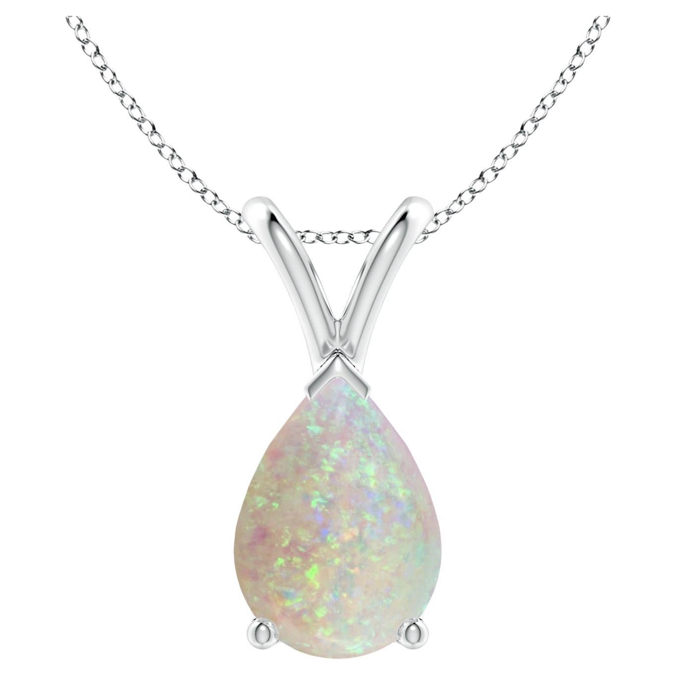 ANGARA Natural V-Bale Pear-Shape 1.15ct Opal Solitaire Pendant in 14K White Gold For Sale