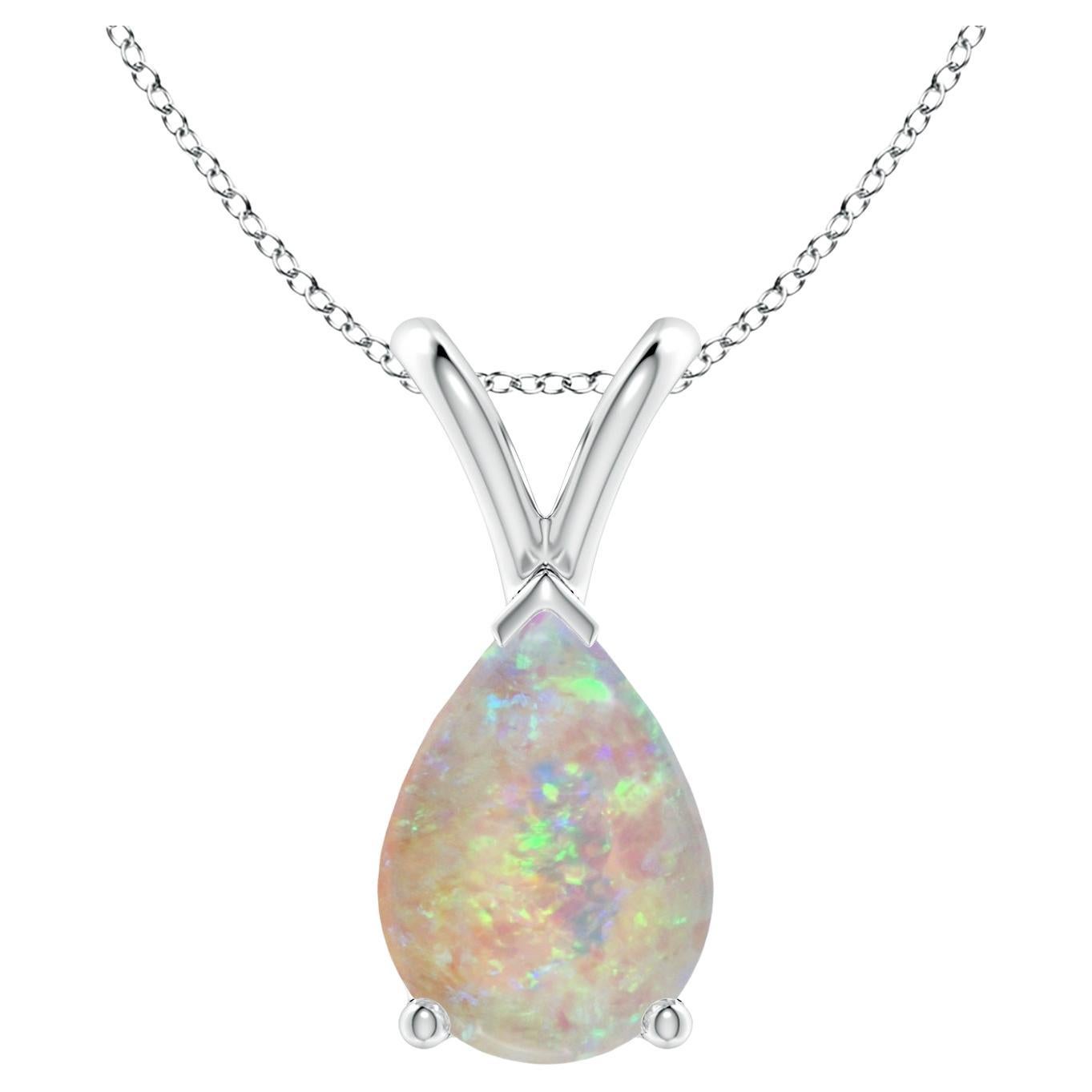 ANGARA Natural V-Bale Pear-Shape 1.15ct Opal Solitaire Pendant in 14K White Gold
