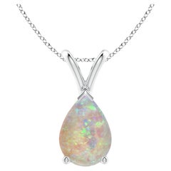 ANGARA Pendentif solitaire en or blanc 14 carats avec opale naturelle en forme de poire en V-Bale de 1,15 carat