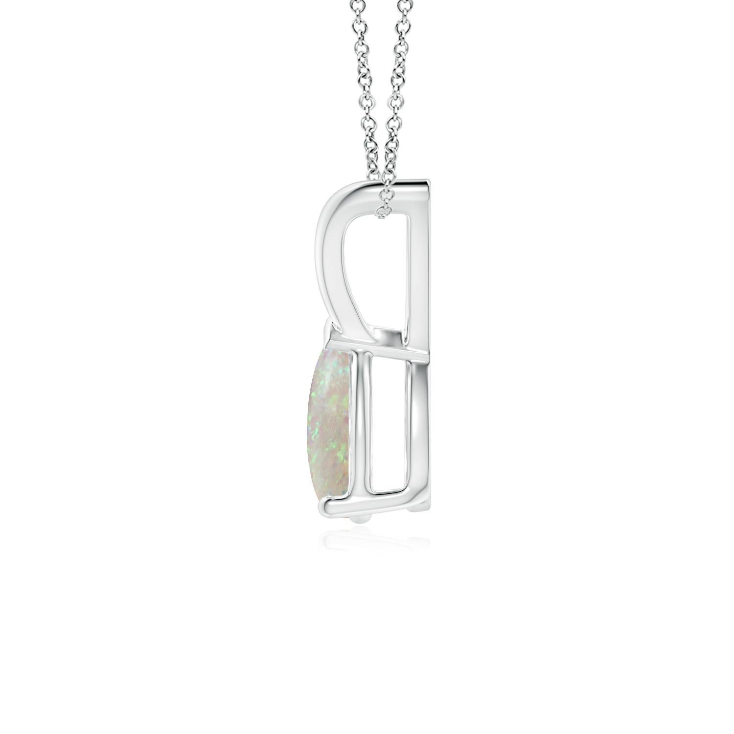 Taille cabochon ANGARA Pendentif solitaire en or blanc 14 carats avec opale naturelle en forme de poire en V-Bale de 0,42 carat en vente