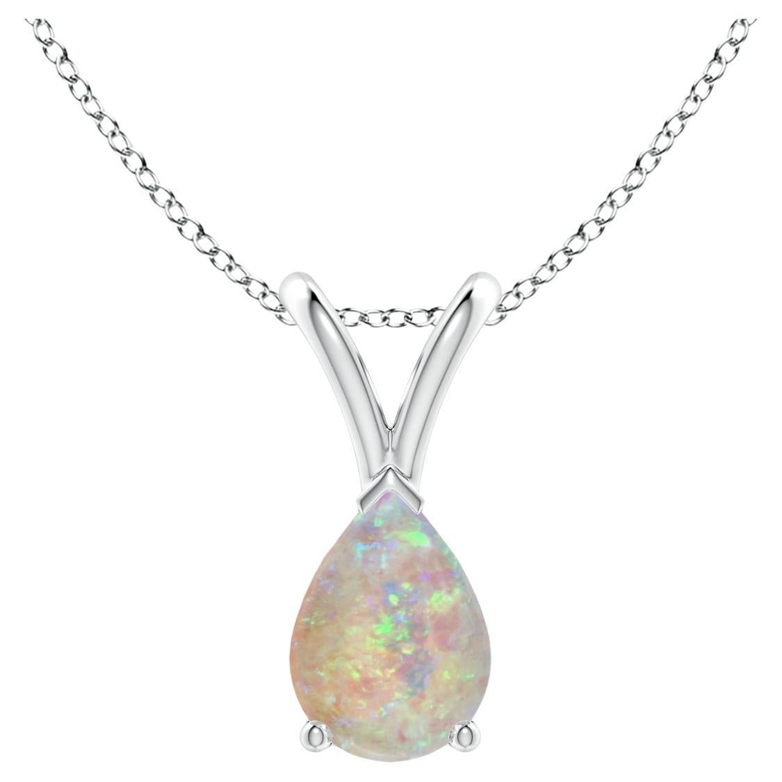 ANGARA Natural V-Bale Pear-Shape 0.42ct Opal Solitaire Pendant in 14K White Gold For Sale