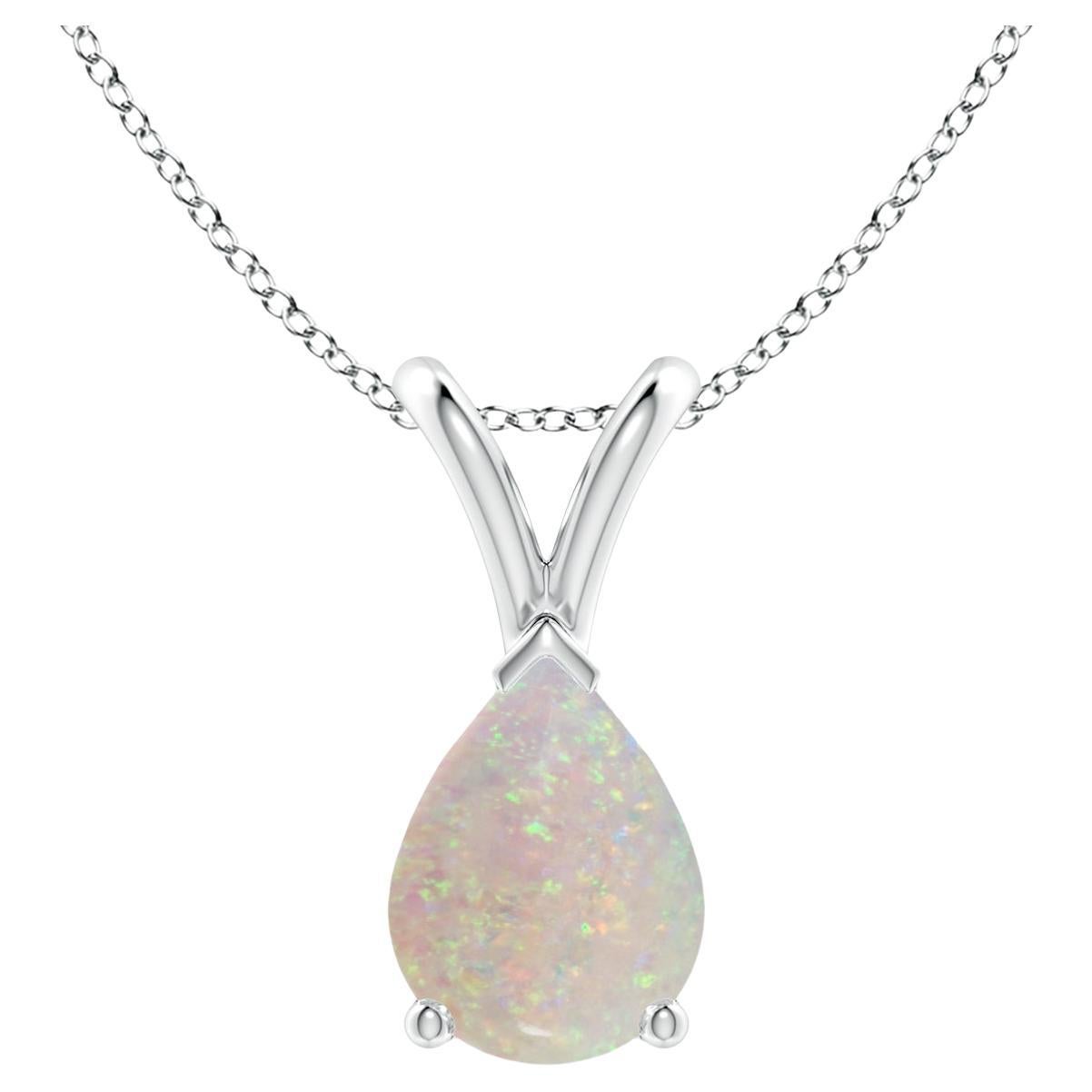 ANGARA Natural V-Bale Pear-Shape 0.70ct Opal Solitaire Pendant in 14K White Gold For Sale