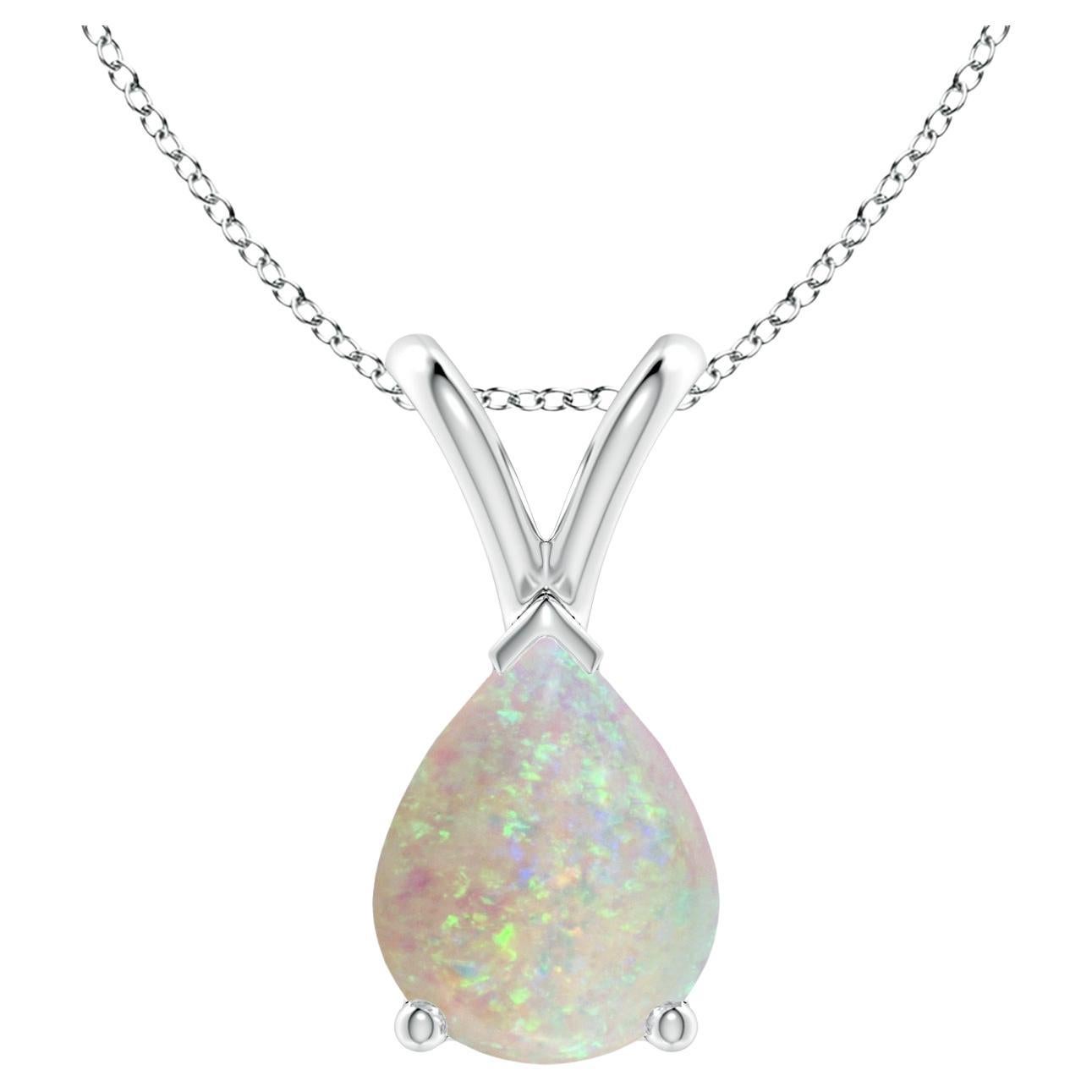 ANGARA Natural V-Bale Pear-Shape 0.90ct Opal Solitaire Pendant in 14K White Gold For Sale