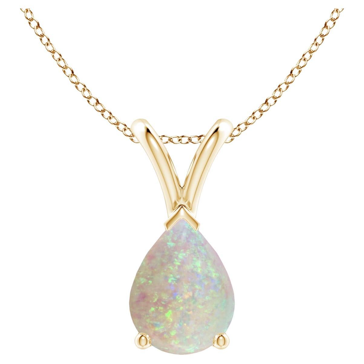 ANGARA Natural Pear-Shaped 0.70ct Opal Solitaire Pendant in 14K Yellow Gold For Sale