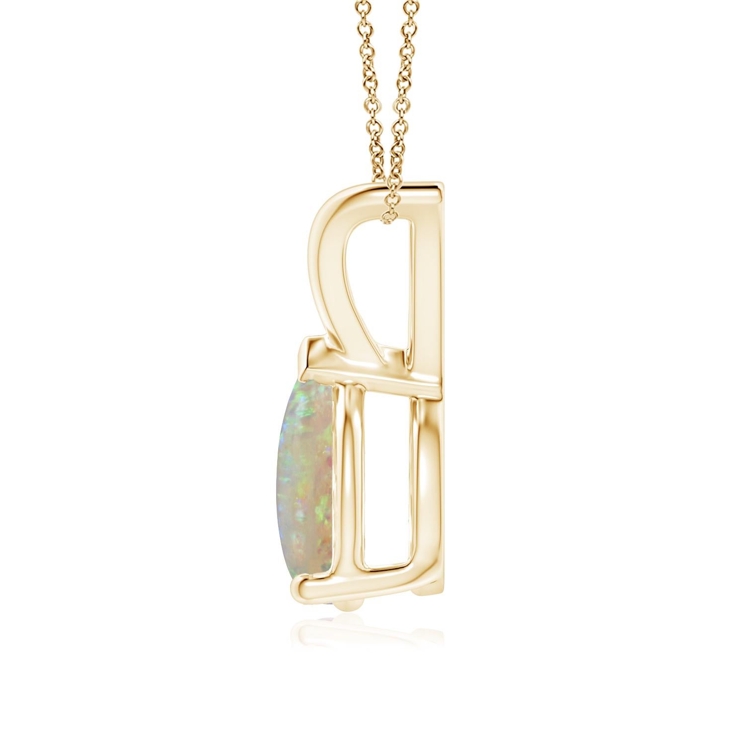 Cabochon ANGARA Natural Pear-Shaped 0.90ct Opal Solitaire Pendant in 14K Yellow Gold For Sale