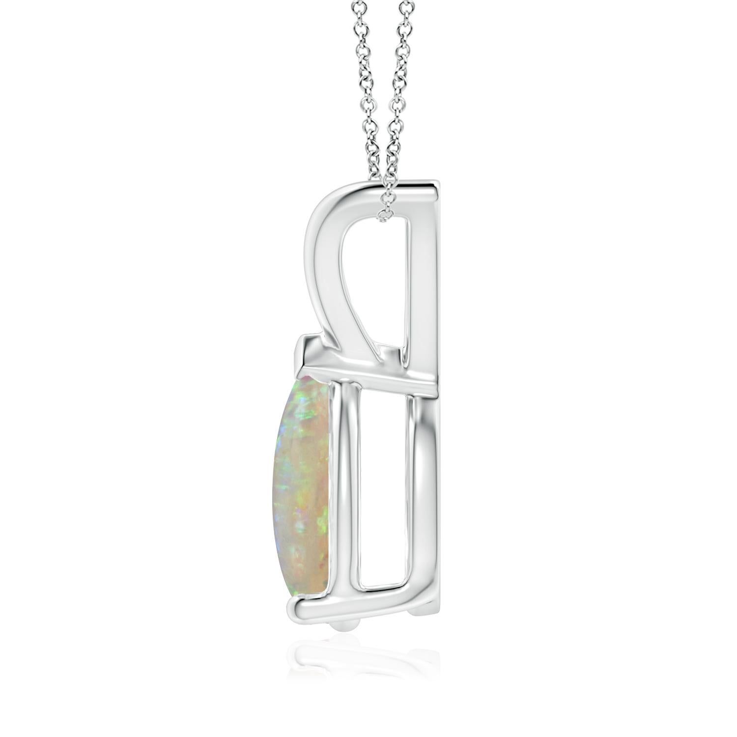 Cabochon ANGARA Natural V-Bale Pear-Shaped 1.15ct Opal Solitaire Pendant in Platinum For Sale
