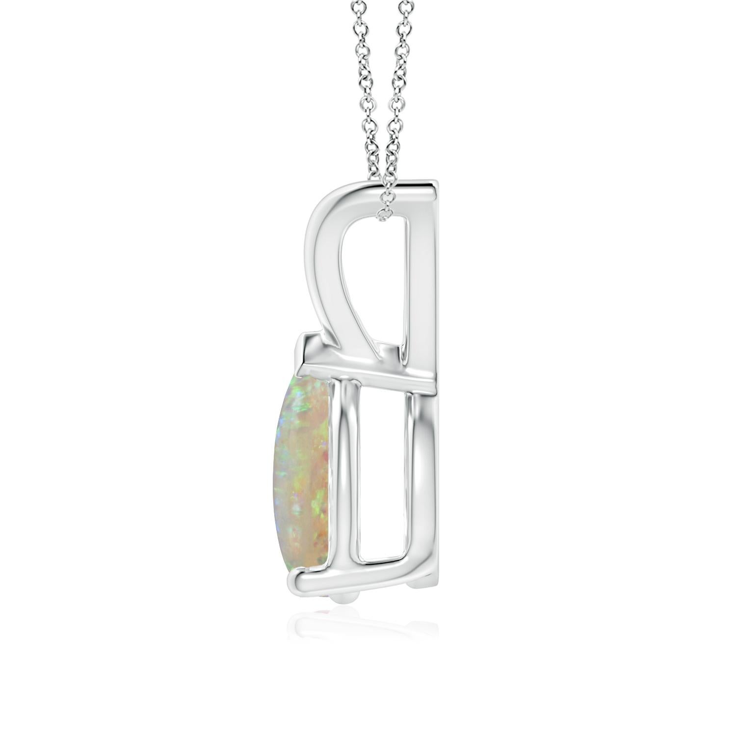 Cabochon ANGARA Natural V-Bale Pear-Shaped 0.90ct Opal Solitaire Pendant in Platinum For Sale