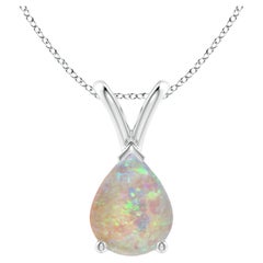 ANGARA Solitär-Anhänger aus Platin mit natürlichem V-Bale-Opal in Birnenform und 0,90 Karat Opal Solitär