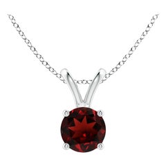 Natural V-Bale Round 0.60ct Garnet Solitaire Pendant in Platinum