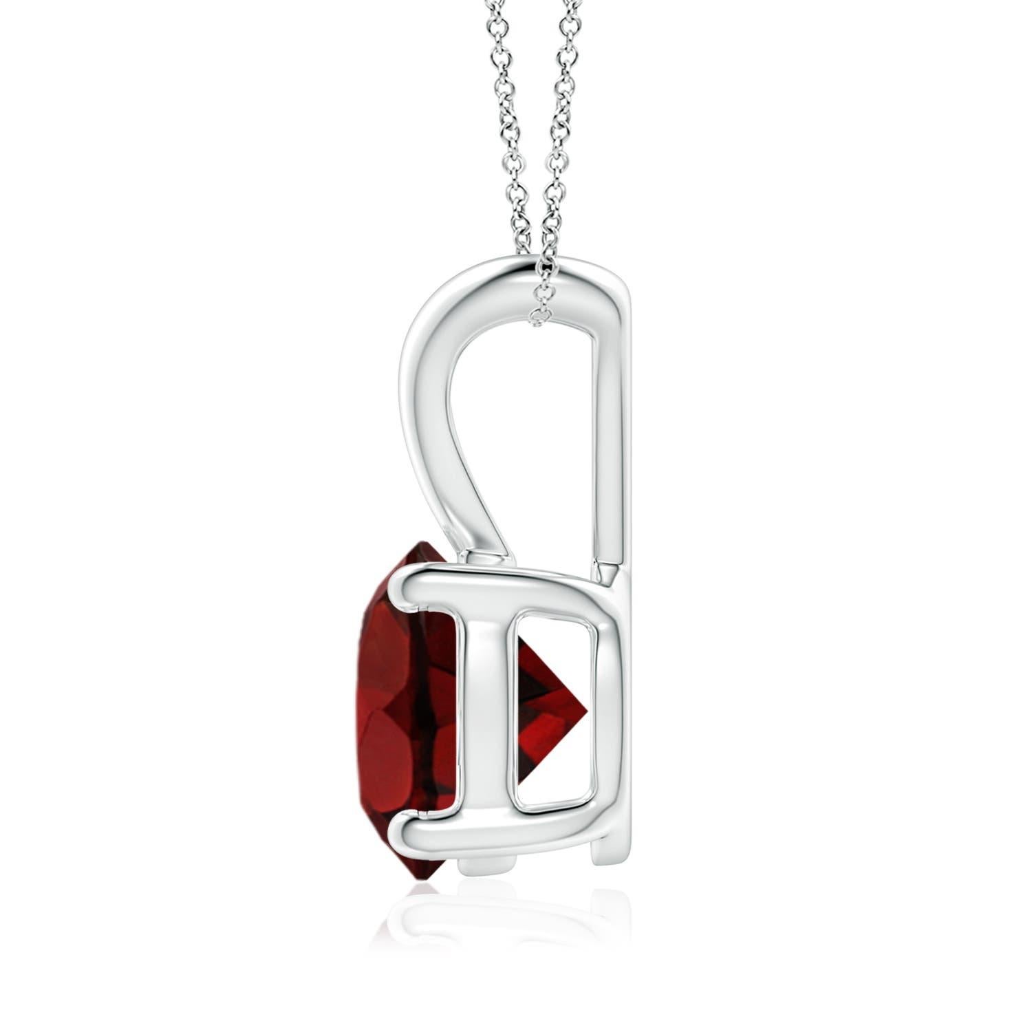 Natural V-Bale Round 2.2ct Garnet Solitaire Pendant in 14K White Gold In New Condition For Sale In Los Angeles, CA
