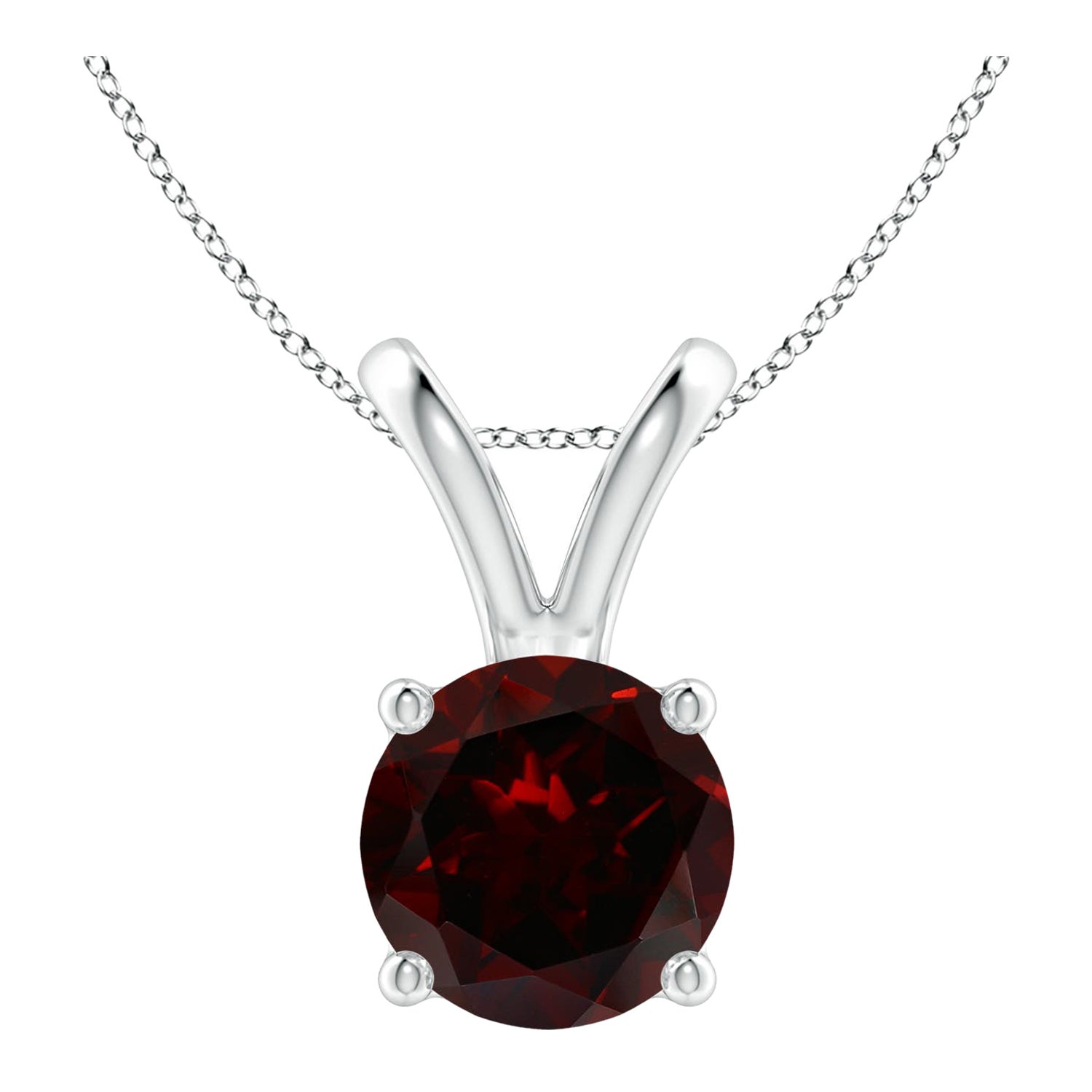 Pendentif solitaire rond en platine avec grenat naturel de 2,2 carats en vente