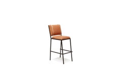 Natural Veg Tan Leather & Blackened Steel Barstool