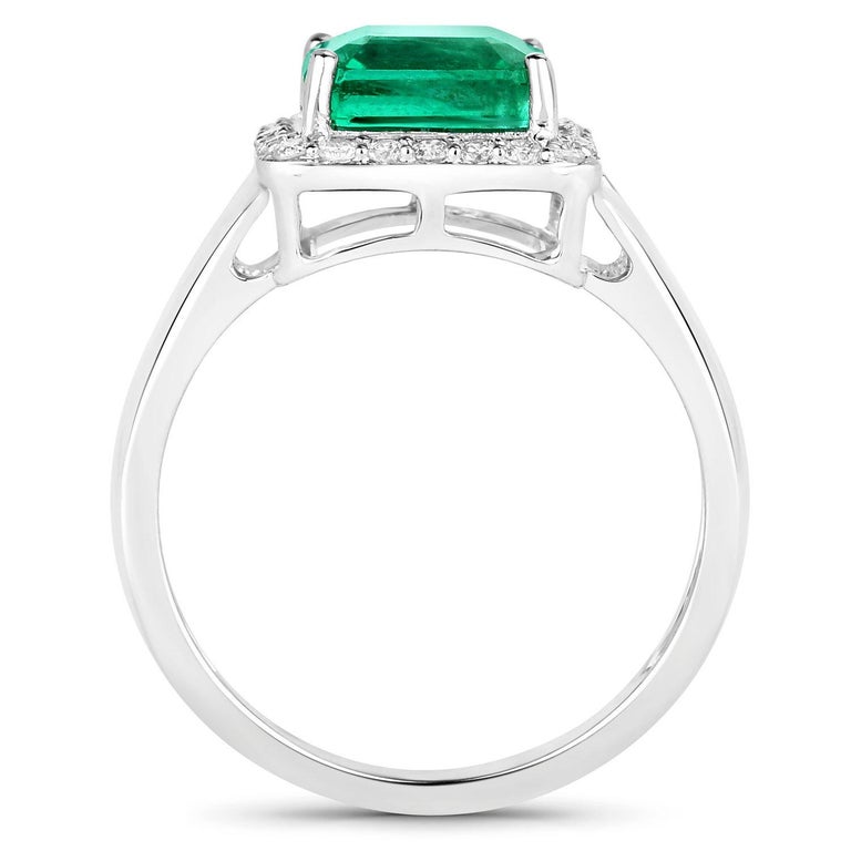 Natural Very Fine 2 Carat Zambian Emerald and Diamond Cocktail Ring 14k ...
