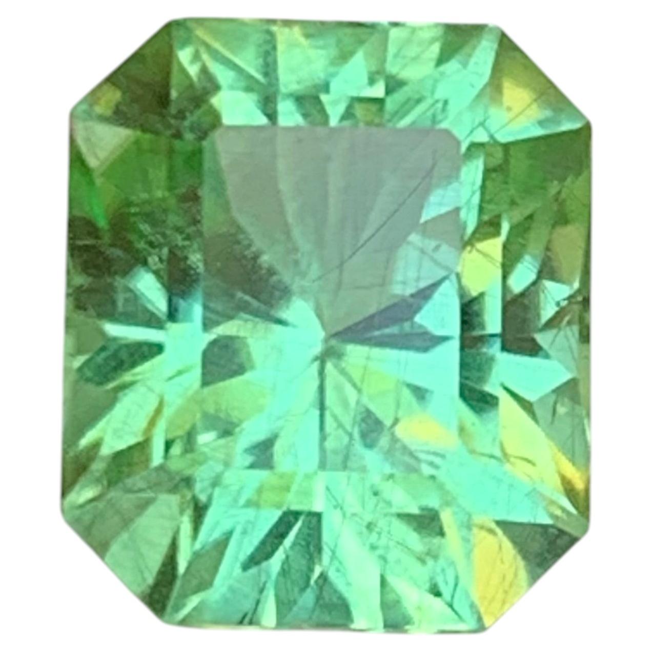 Natural Vibrant Green Peridot 4.69 Carat Emerald Cut Loose Gemstone for Ring