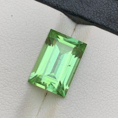 Natural Vibrant Green Peridot 4.87 Carat Baguette Cut Loose Gemstone for Ring