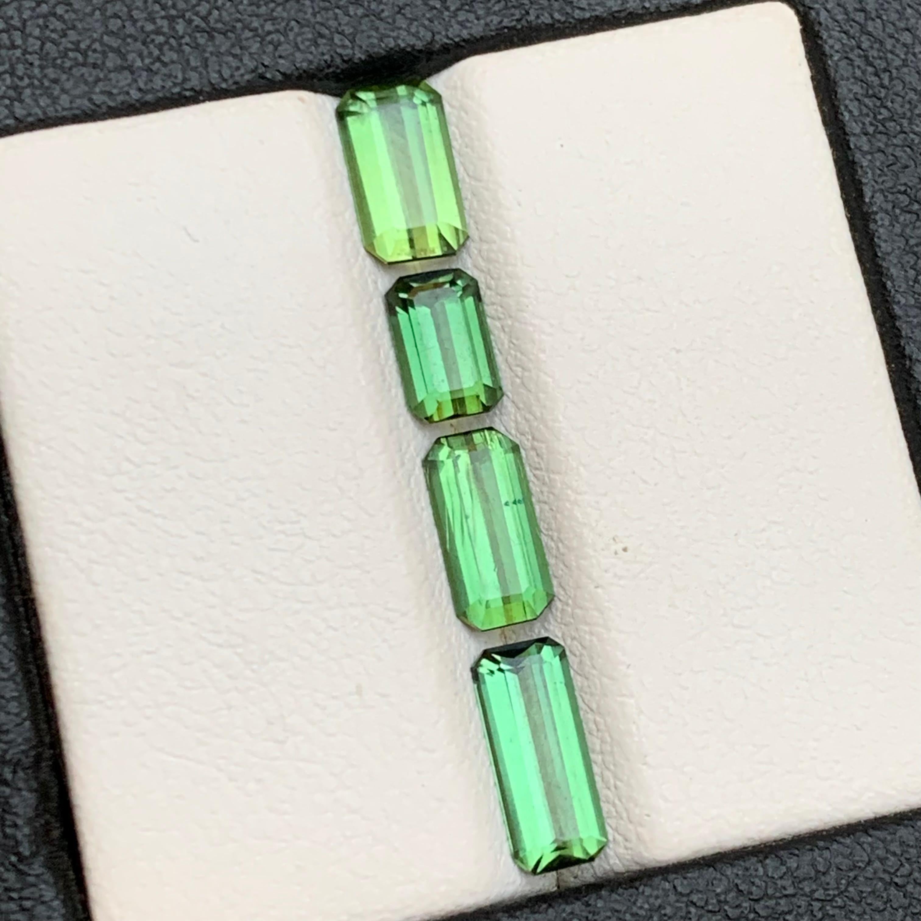 Turmalina verde natural vibrante 3,60 ct talla esmeralda gema suelta paquete-joya en venta 6