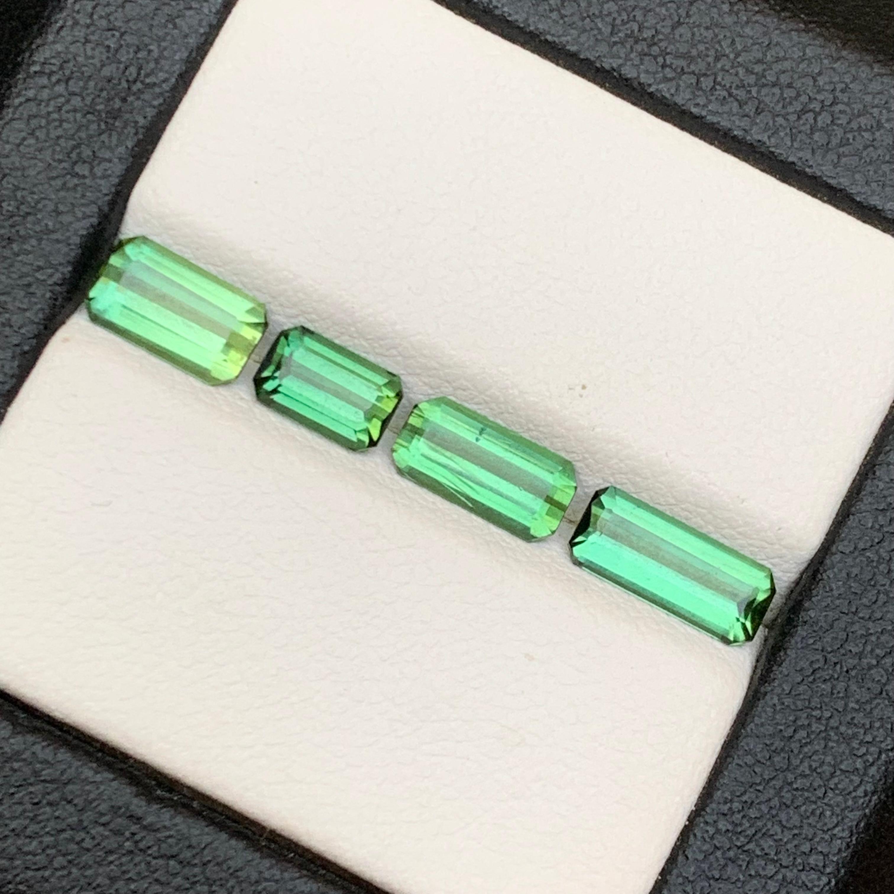 Turmalina verde natural vibrante 3,60 ct talla esmeralda gema suelta paquete-joya en venta 7