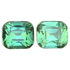 Natural Vibrant Green Tourmaline 3.69 Ct Cushion Cut Loose Gemstone Pair-Jewelry