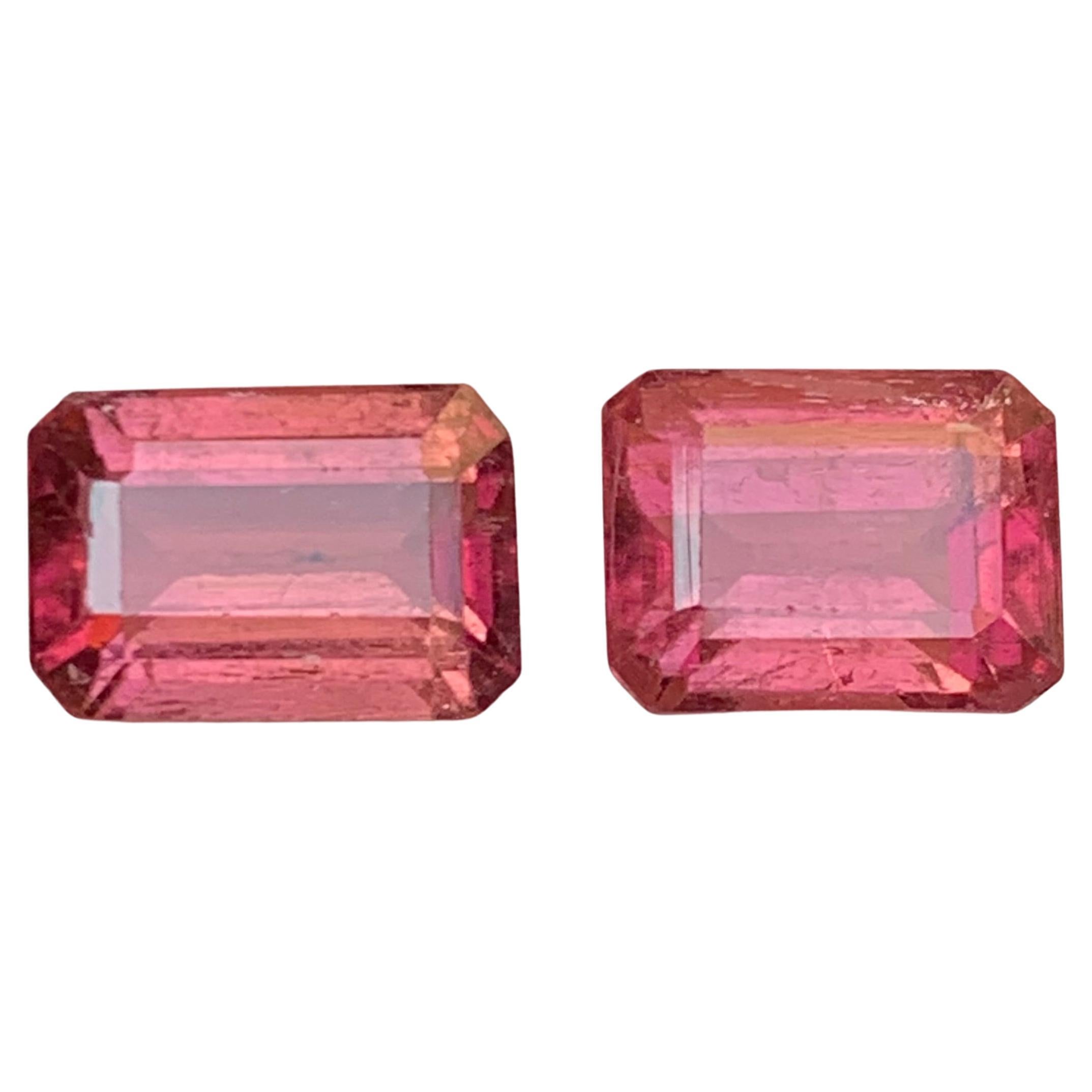 Natural Vibrant Pink Tourmaline Emerald Cut 6.21 Carat Loose Gemstones