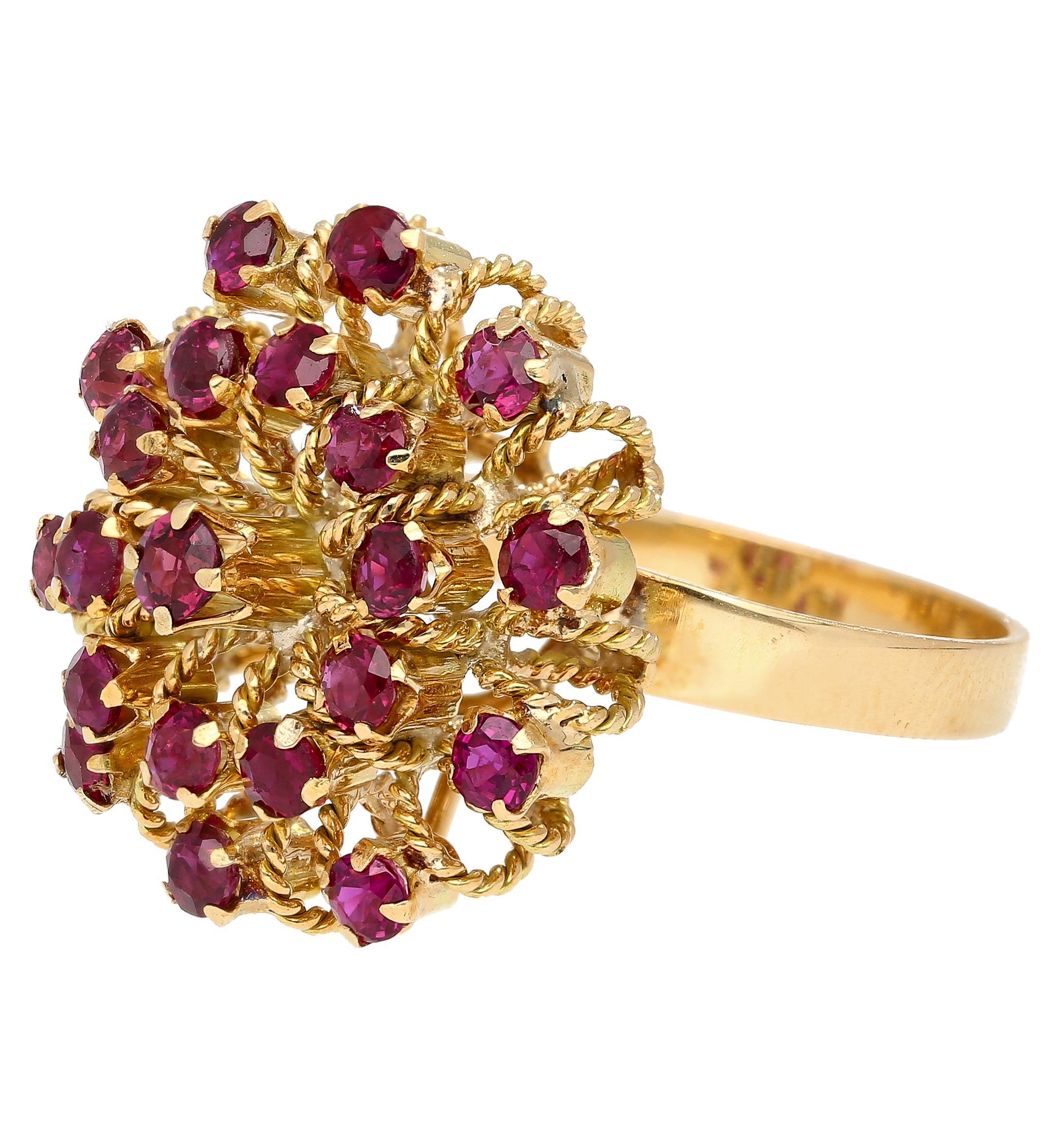 Round Cut Natural Vintage Circa 1970's 2.50 CTTW Ruby Ring in 