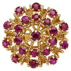 Natural Retro Circa 1970's 2.50 CTTW Ruby Ring in "Rope" Motif 14K Yellow Gold