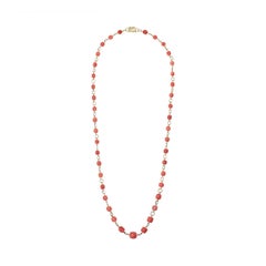 Natural Vintage Coral Necklace in 18 Karat Yellow Gold Signed Sforza