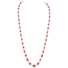 Natural Vintage Coral Necklace in 18 Karat Yellow Gold Signed Sforza