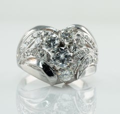 Natural Vintage Diamond Ring 14k White Gold
