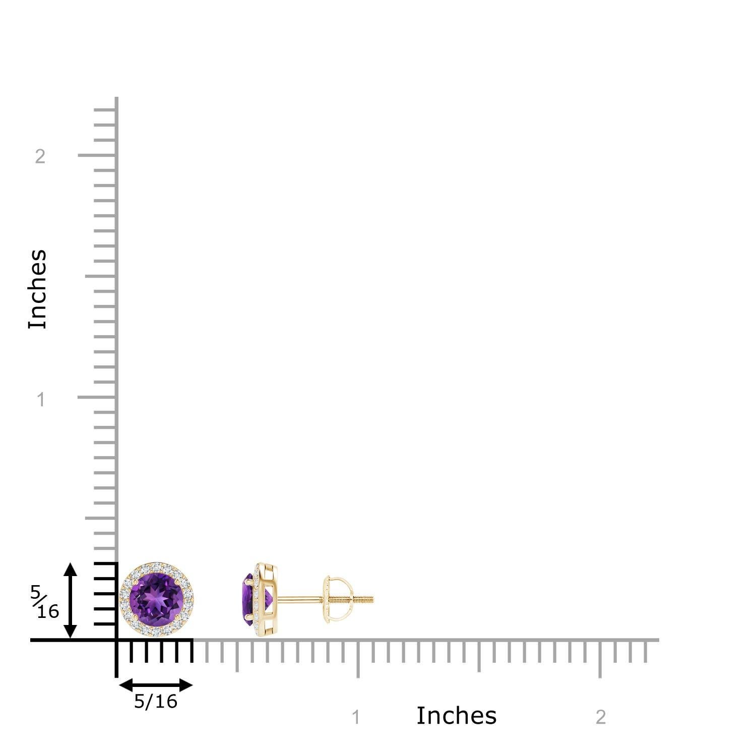 Bezaubernde runde Amethyste sind bei diesem spektakulären Paar Ohrstecker in schimmernde Diamantringe eingefasst. Er hat ein klassisches Aussehen und ist aus 14k Gelbgold gefertigt. Die Amethyste und Diamanten sind in einer Zackenfassung gefasst und