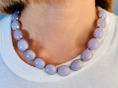 Natural Violet Jadeite Jade 18k Diamond Necklace