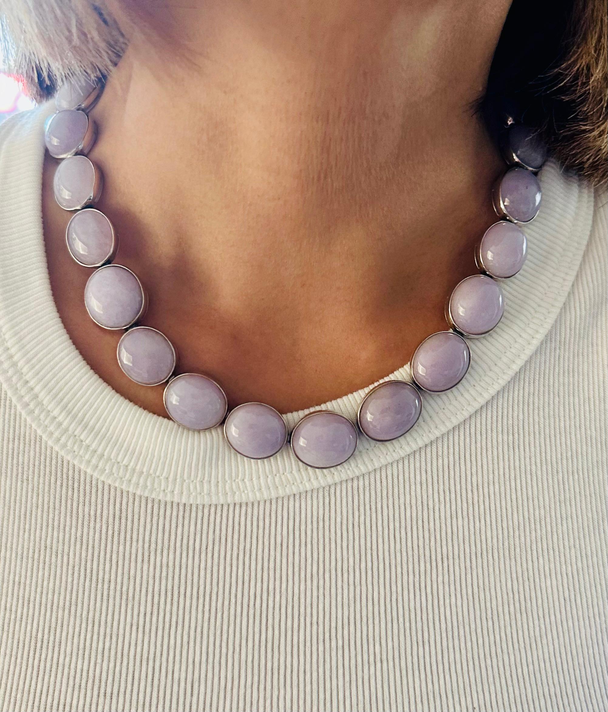 Collier en jade violet naturel et diamant 18k Unisexe en vente