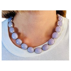 Halskette mit natürlichem violettem Jadeit Jade 18k Diamant