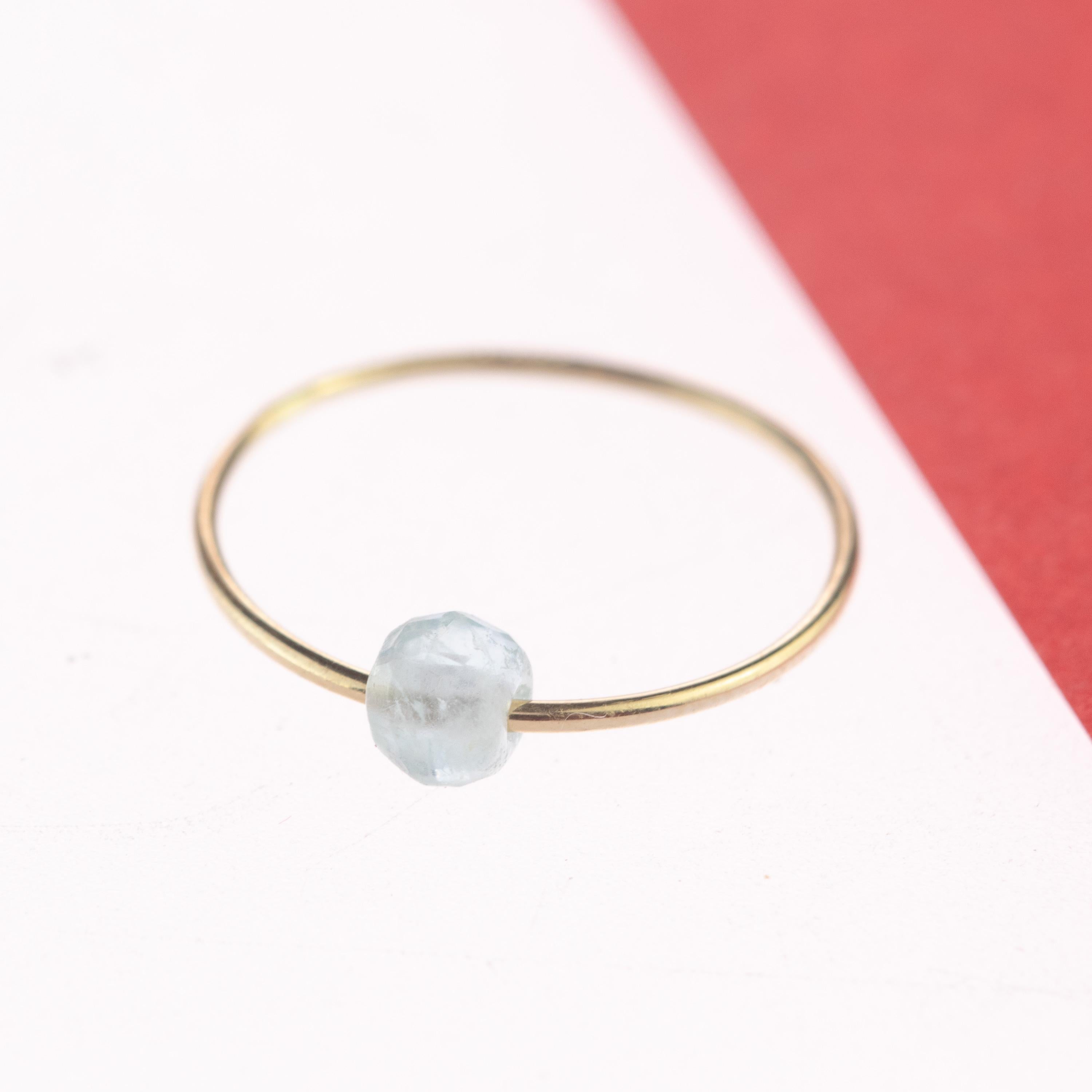 Taille ronde Bague Planet Boho en or 18 carats avec tourmaline violette naturelle et aigue-marine naturelle en vente