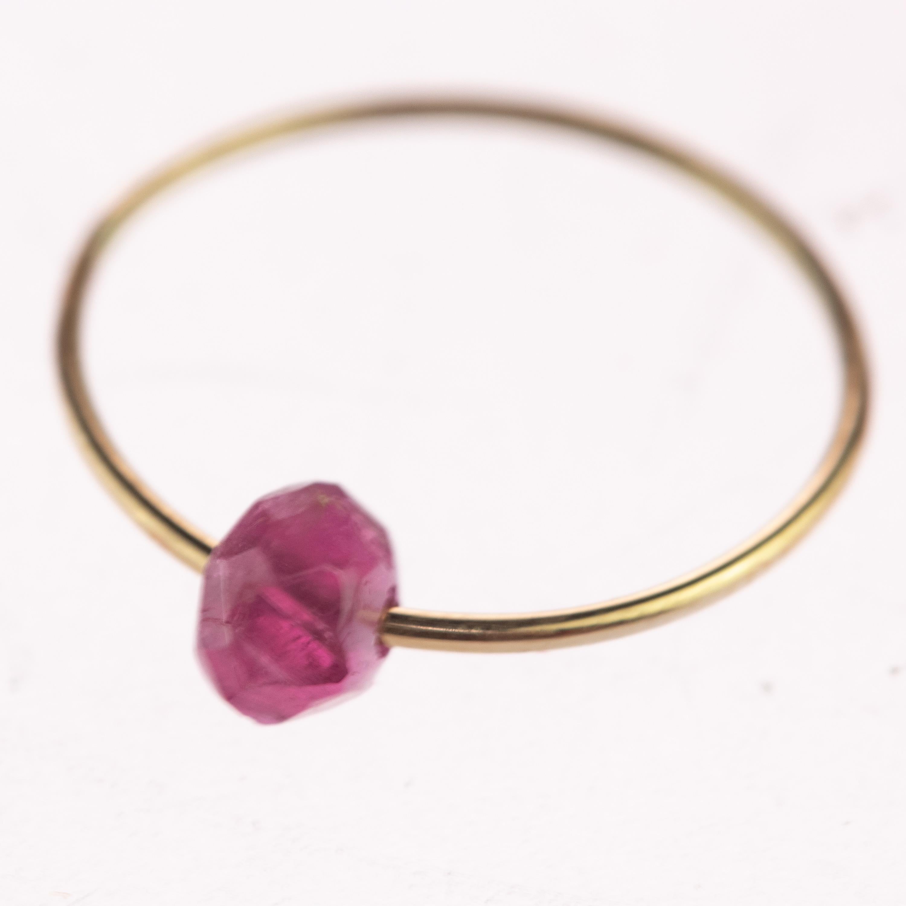 Bague Planet Boho en or 18 carats avec tourmaline violette naturelle et aigue-marine naturelle Unisexe en vente