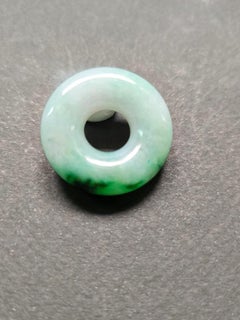 Natural Vivid Gradient Green Halo Donut Jadeite, Round Circle Jade Pendant
