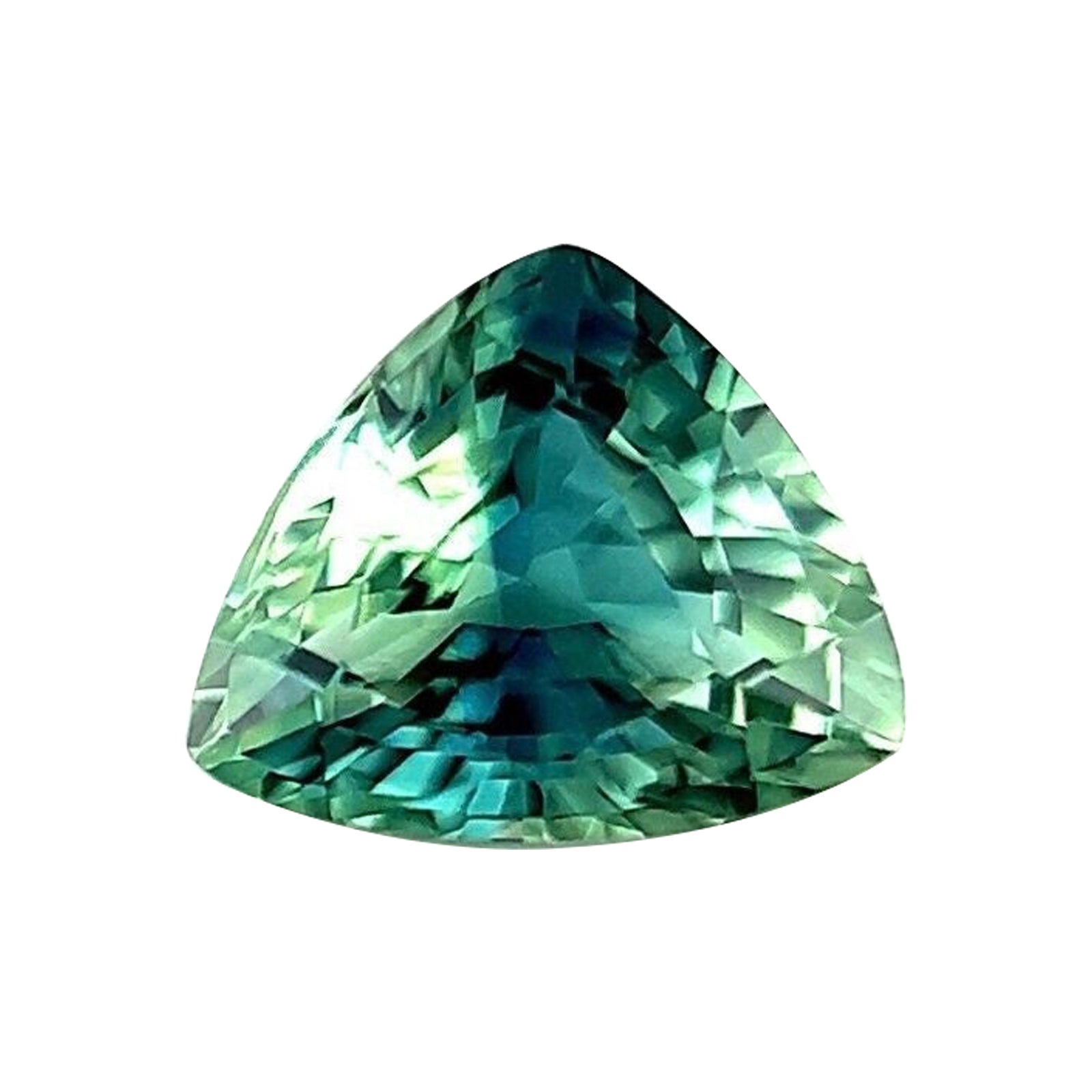 Saphir naturel vert vif et bleu 0,63 carat, taille triangulaire VVS