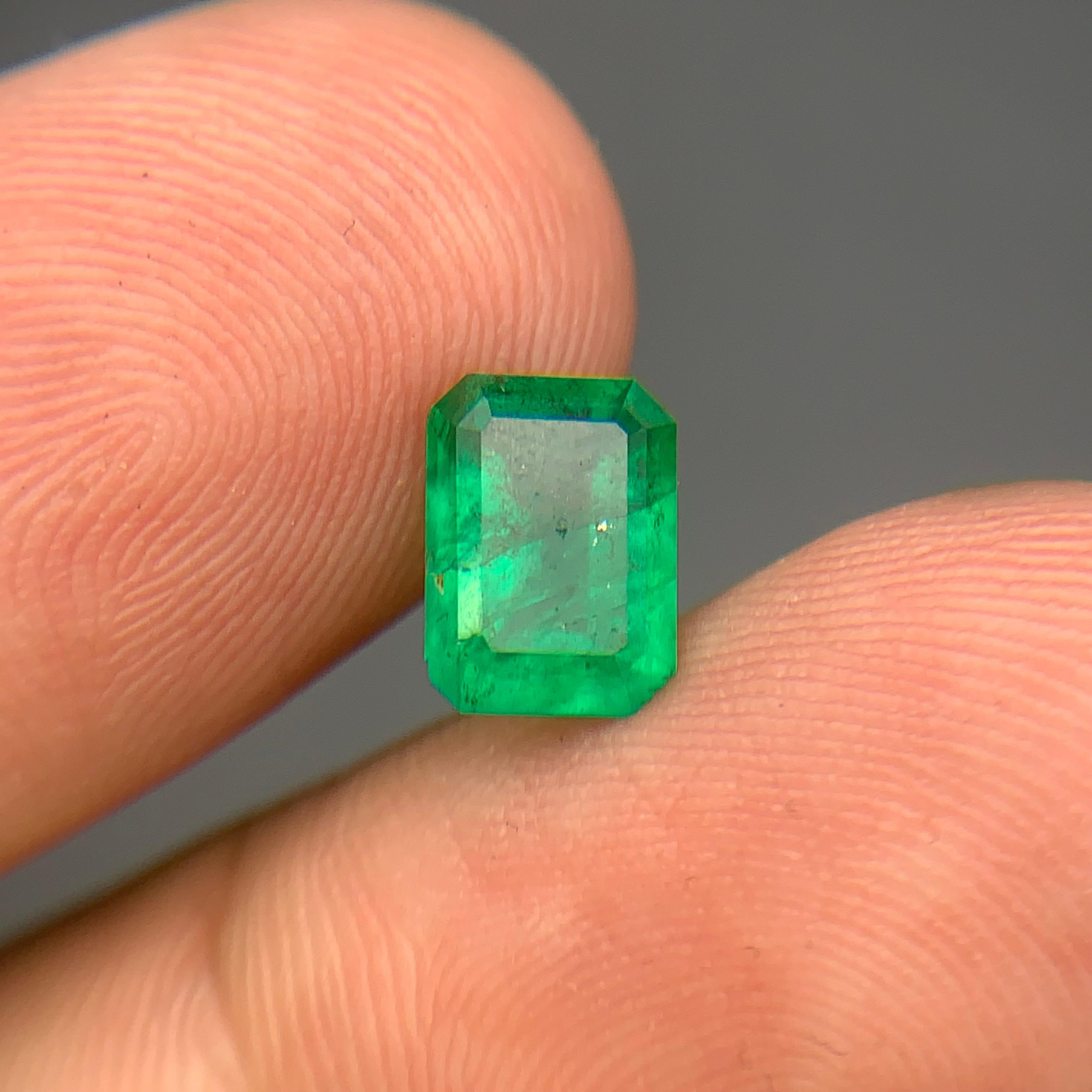 Natural Vivid Green Emerald Loose Gemstone 1.43 Ct Emerald Cut-for Ring Jewelry in vendita 3