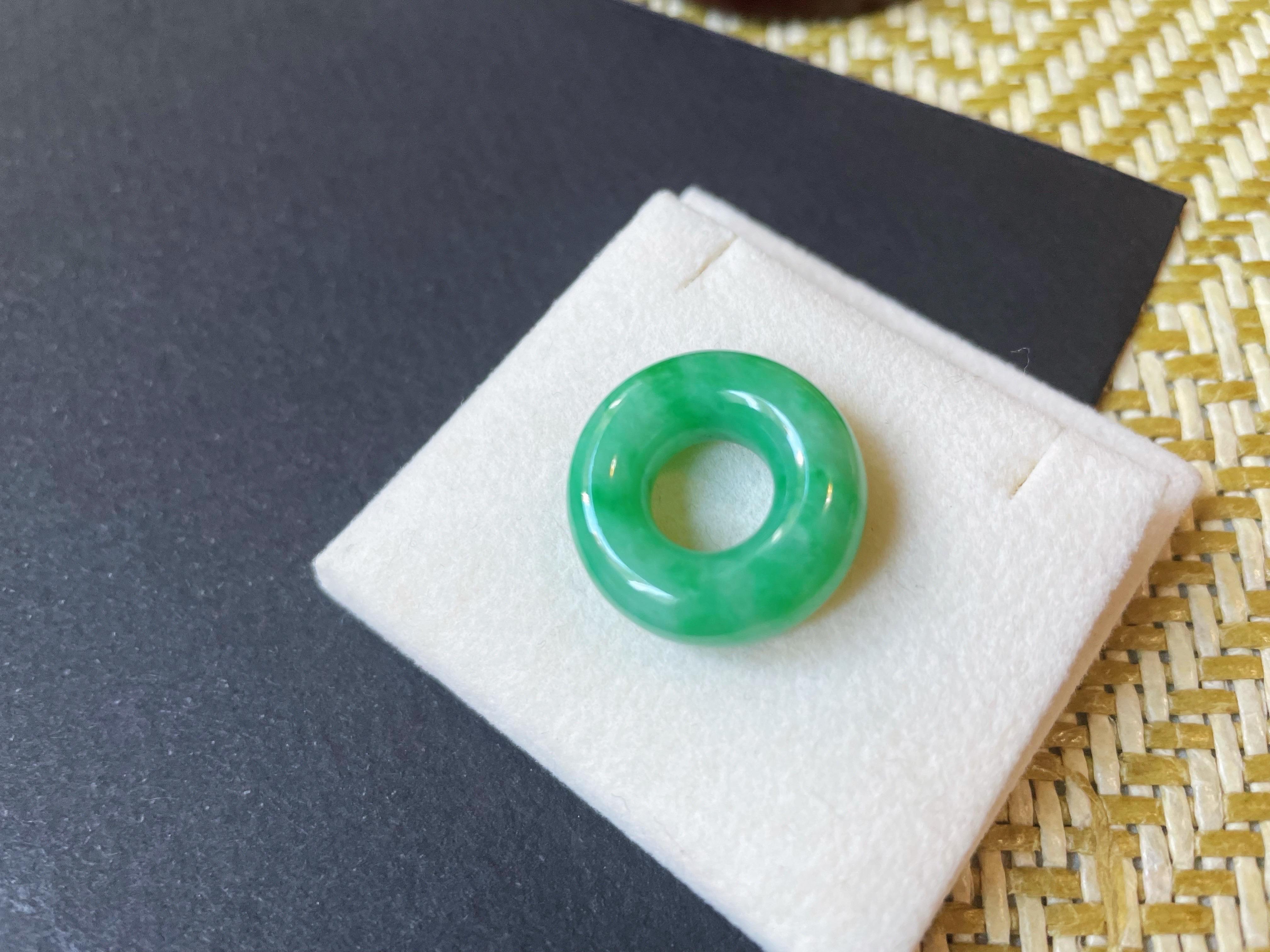 This jade pendant is 100% natural, untreated, and undyed, featuring top-grade Type-A Myanmar jadeite. The beautiful, smooth, and fine texture, along with its vivid green colour, gifted by Mother Nature, makes this pendant simply unique and