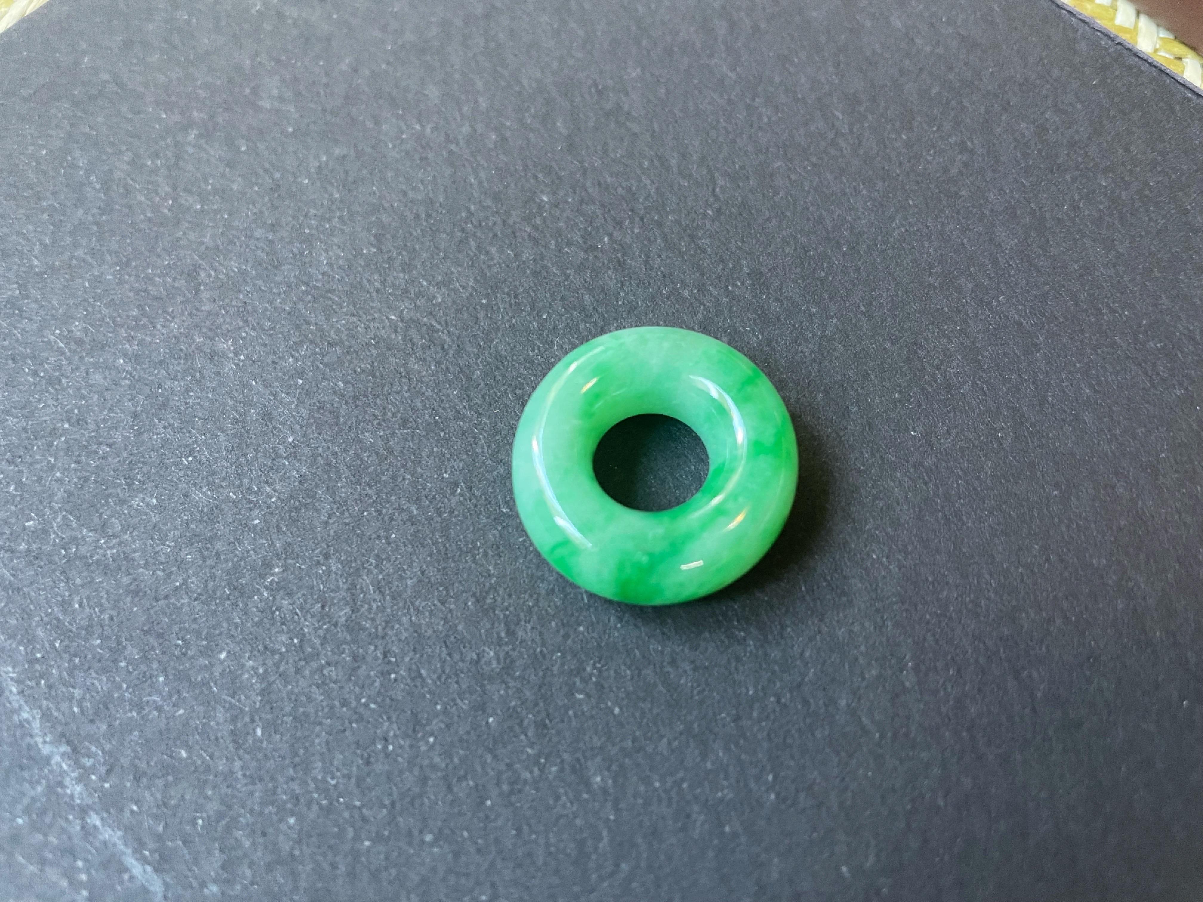Natural Vivid Green Halo Donut Jade Loose Gemstone, Jewelry Making For Sale 1